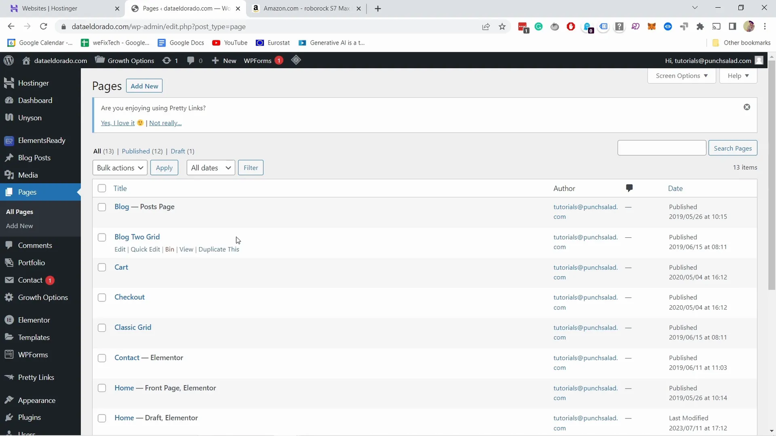 Duplicated page saved as draft in WordPress