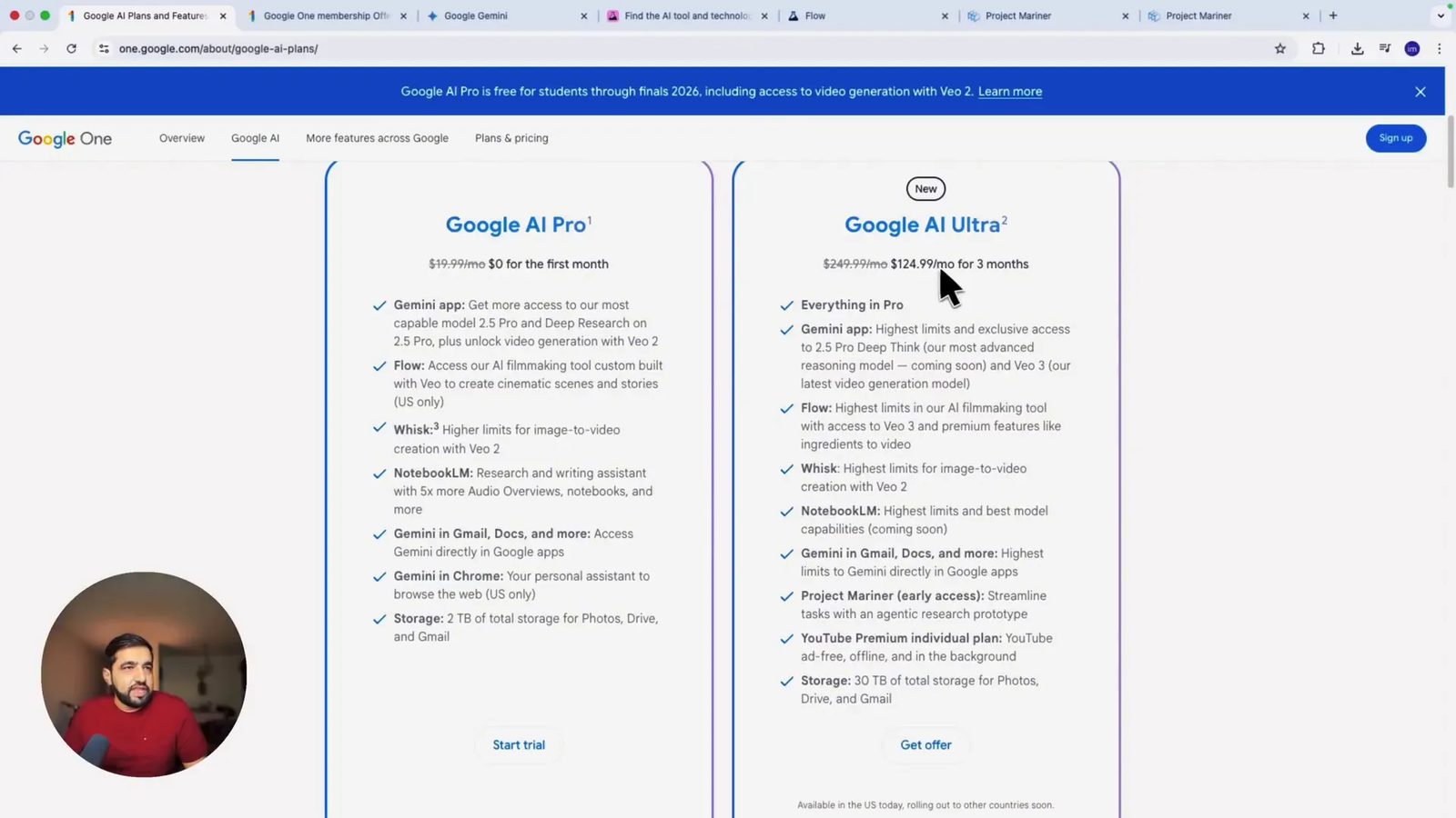 Google Ultra AI plan details and pricing