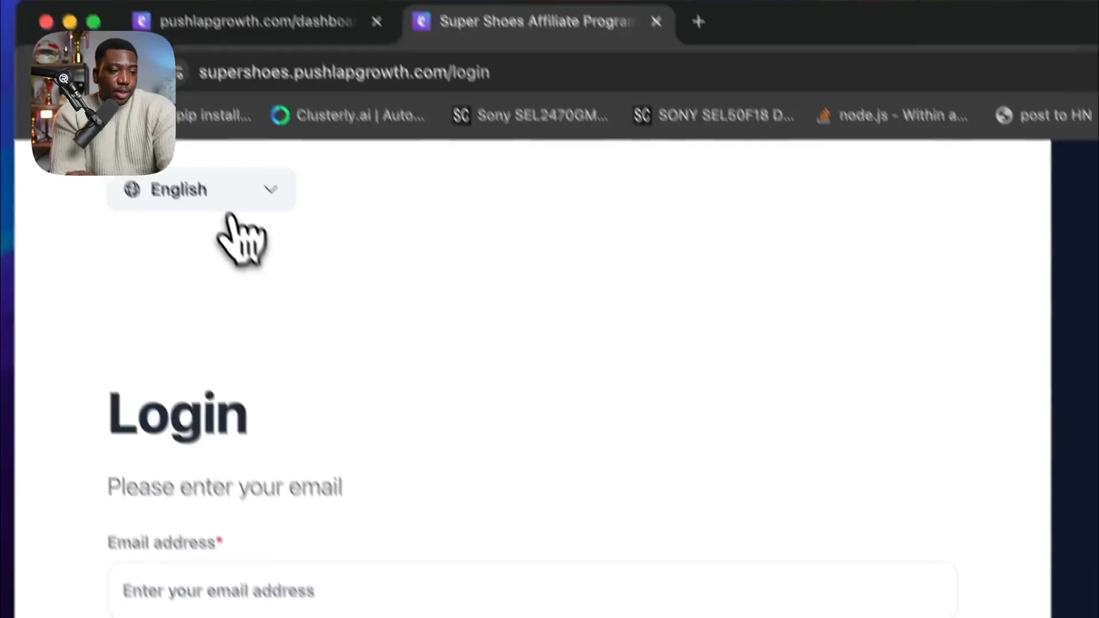 Affiliate portal example on PushLap Growth