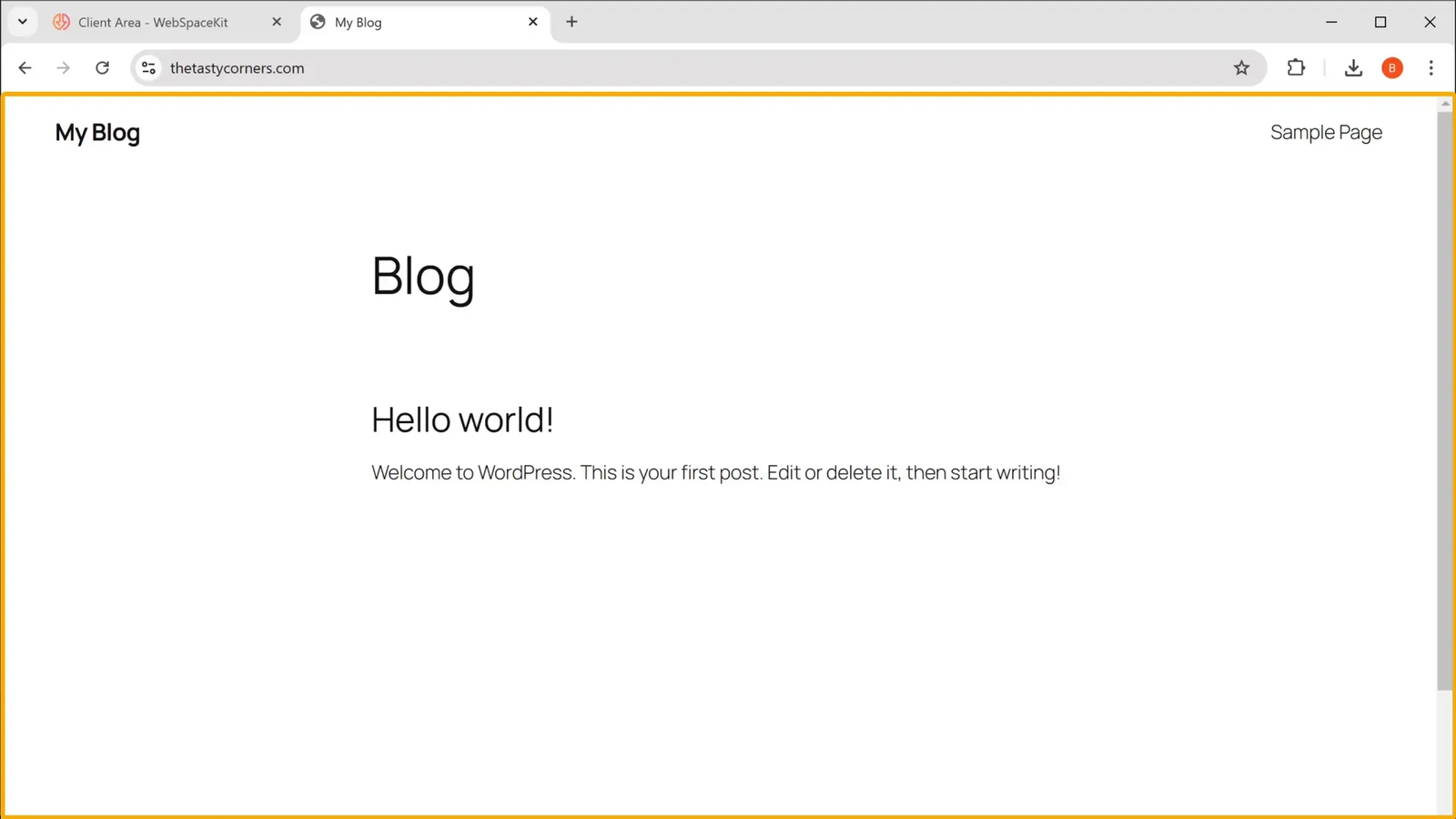 Blank new website after hosting setup