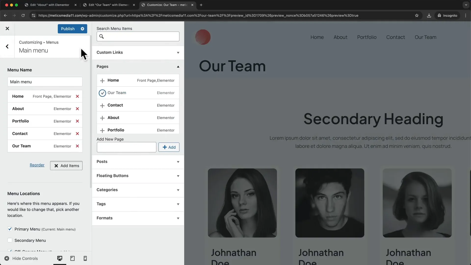 Adding new page to navigation menu