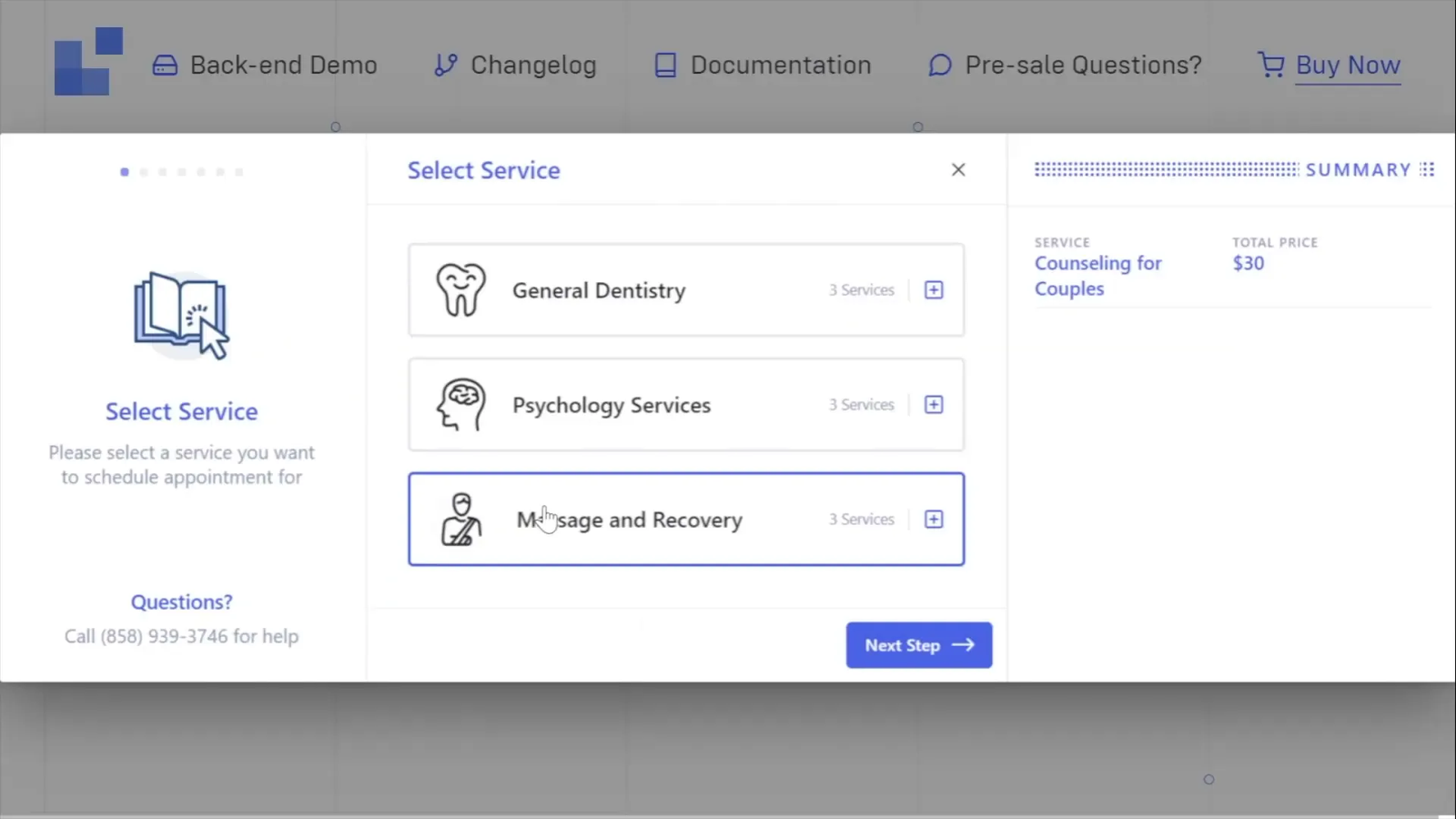 LatePoint booking interface showing service, sub-service, and agent selection