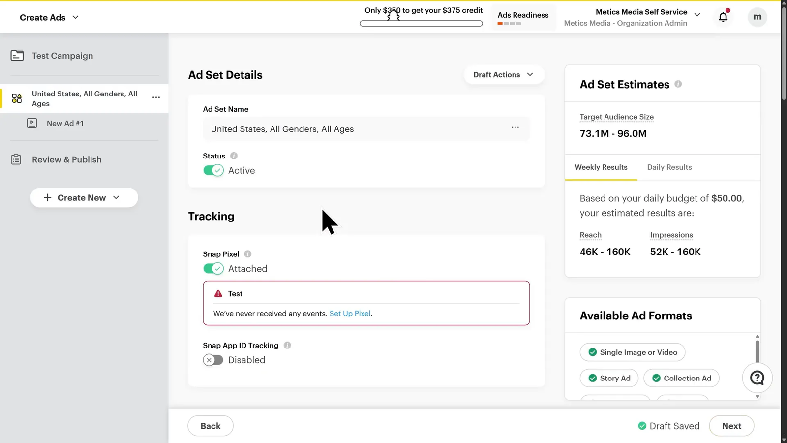 Ad set creation interface showing budget, targeting, and placement options