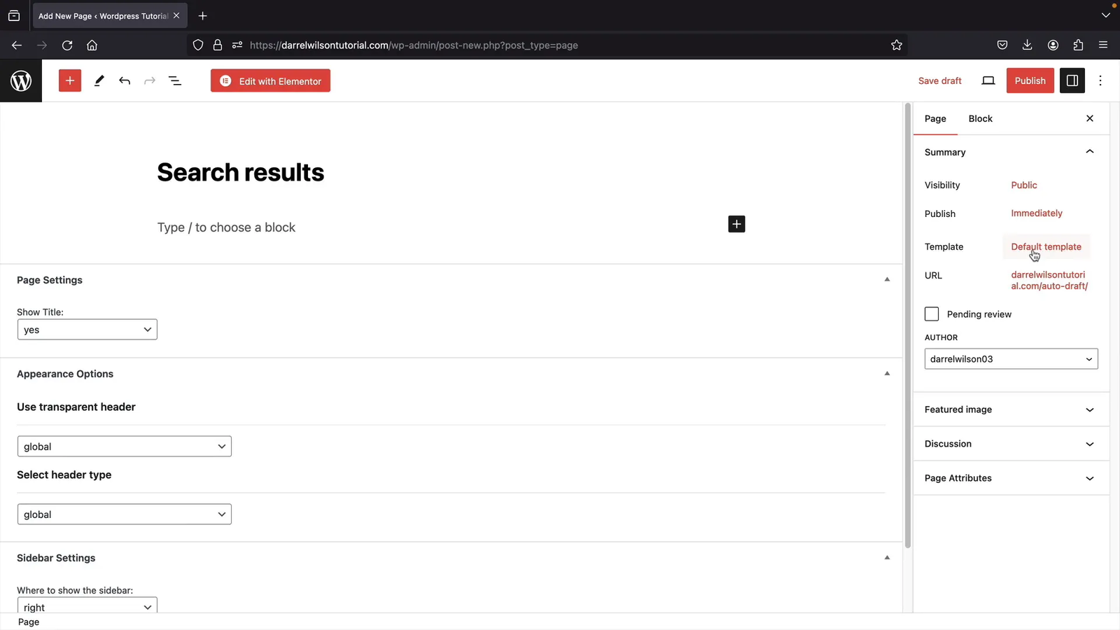 Assigning page templates in WordPress editor