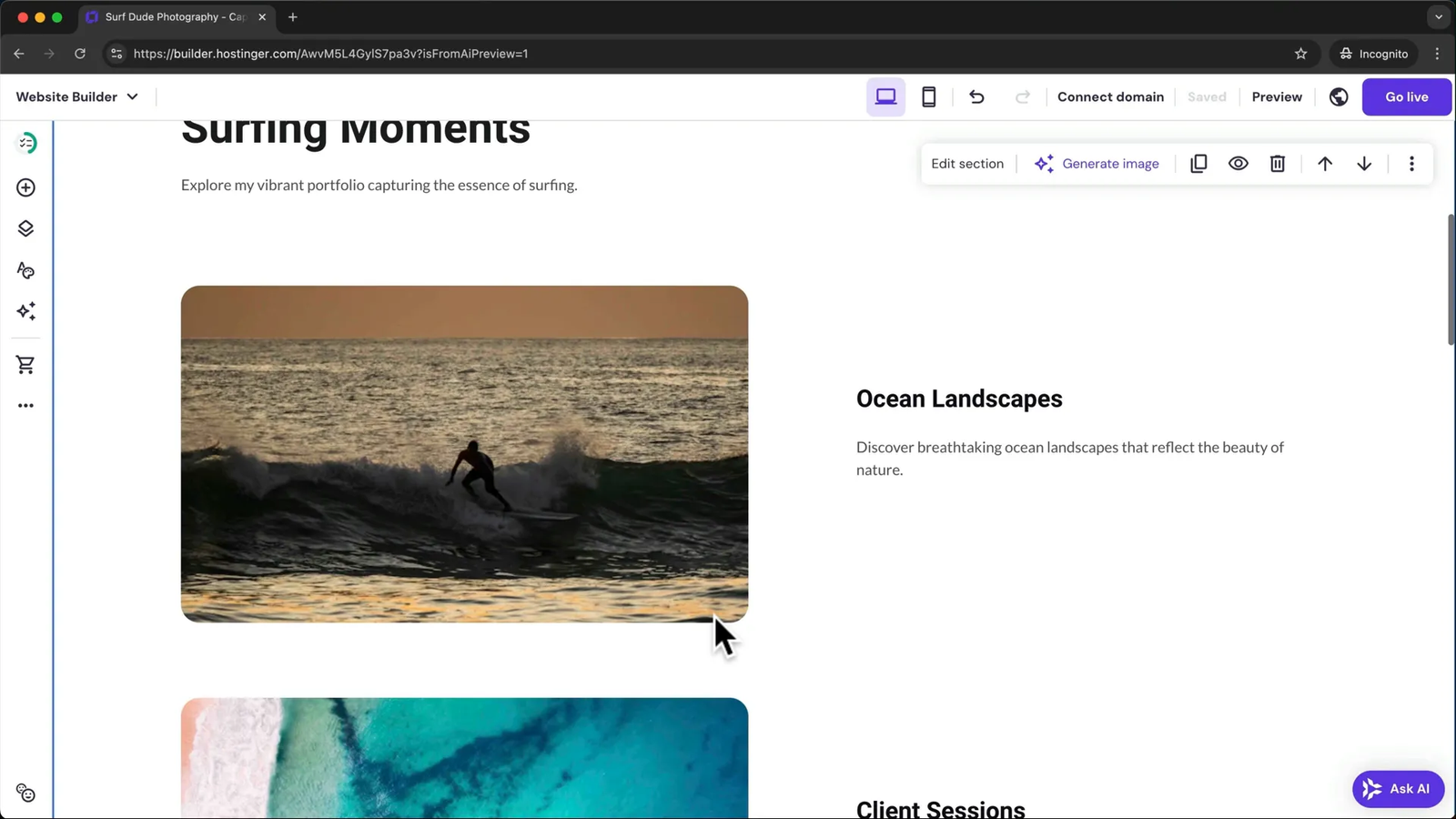 Replacing images in the website builder