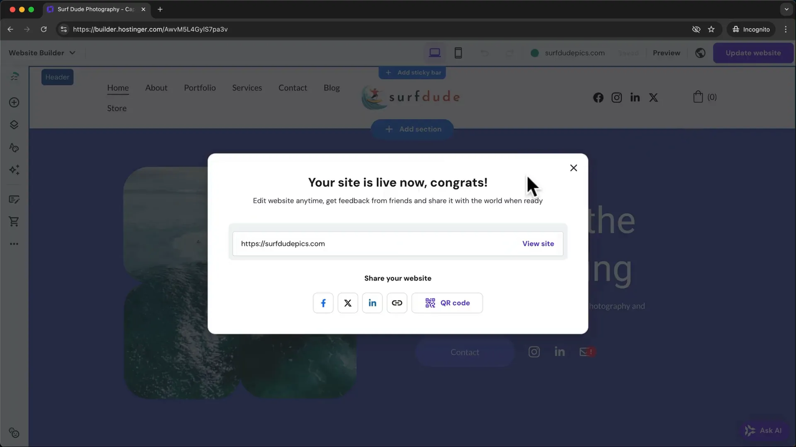 Publishing website live on Hostinger
