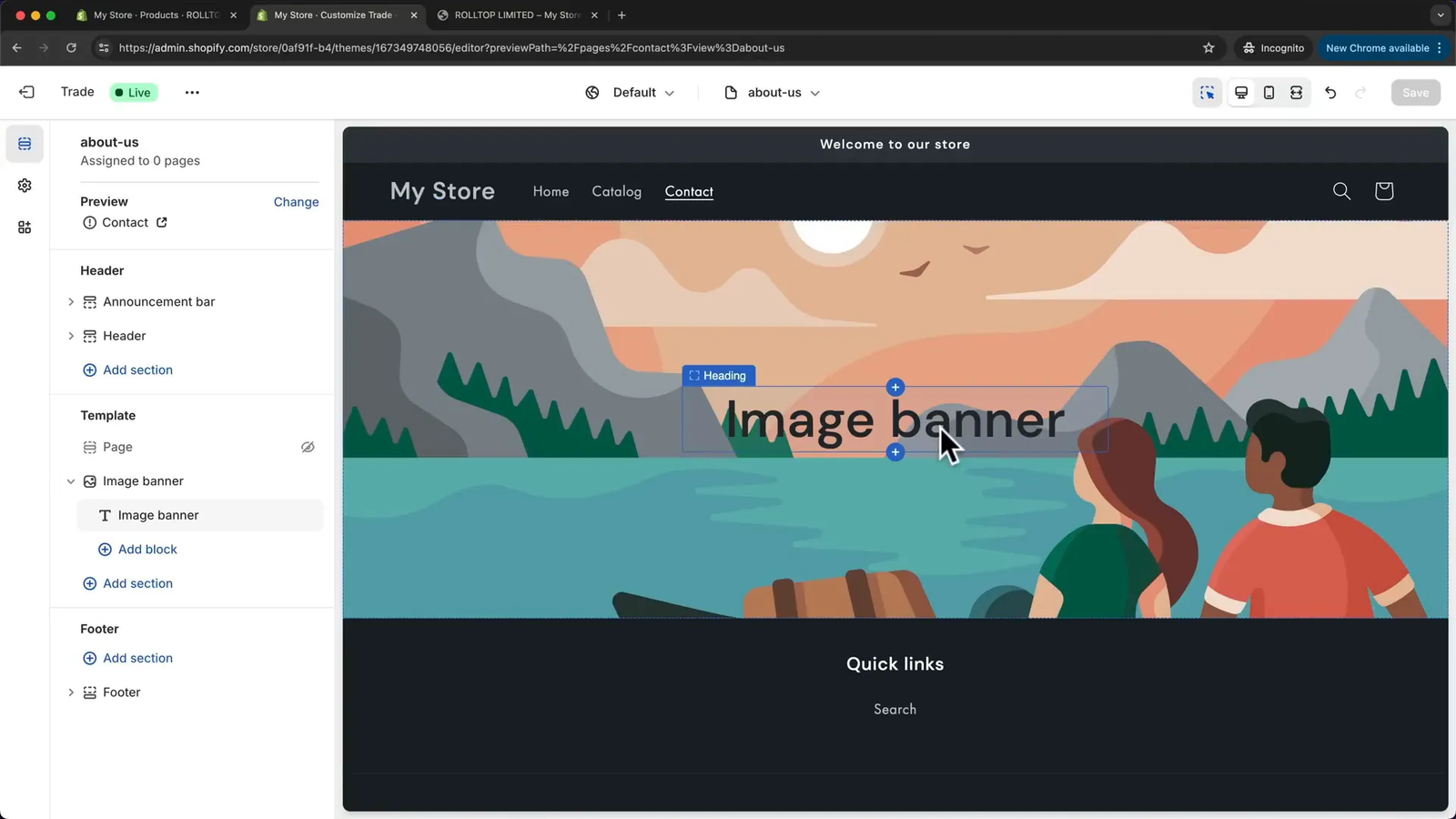 About page template customization in Shopify