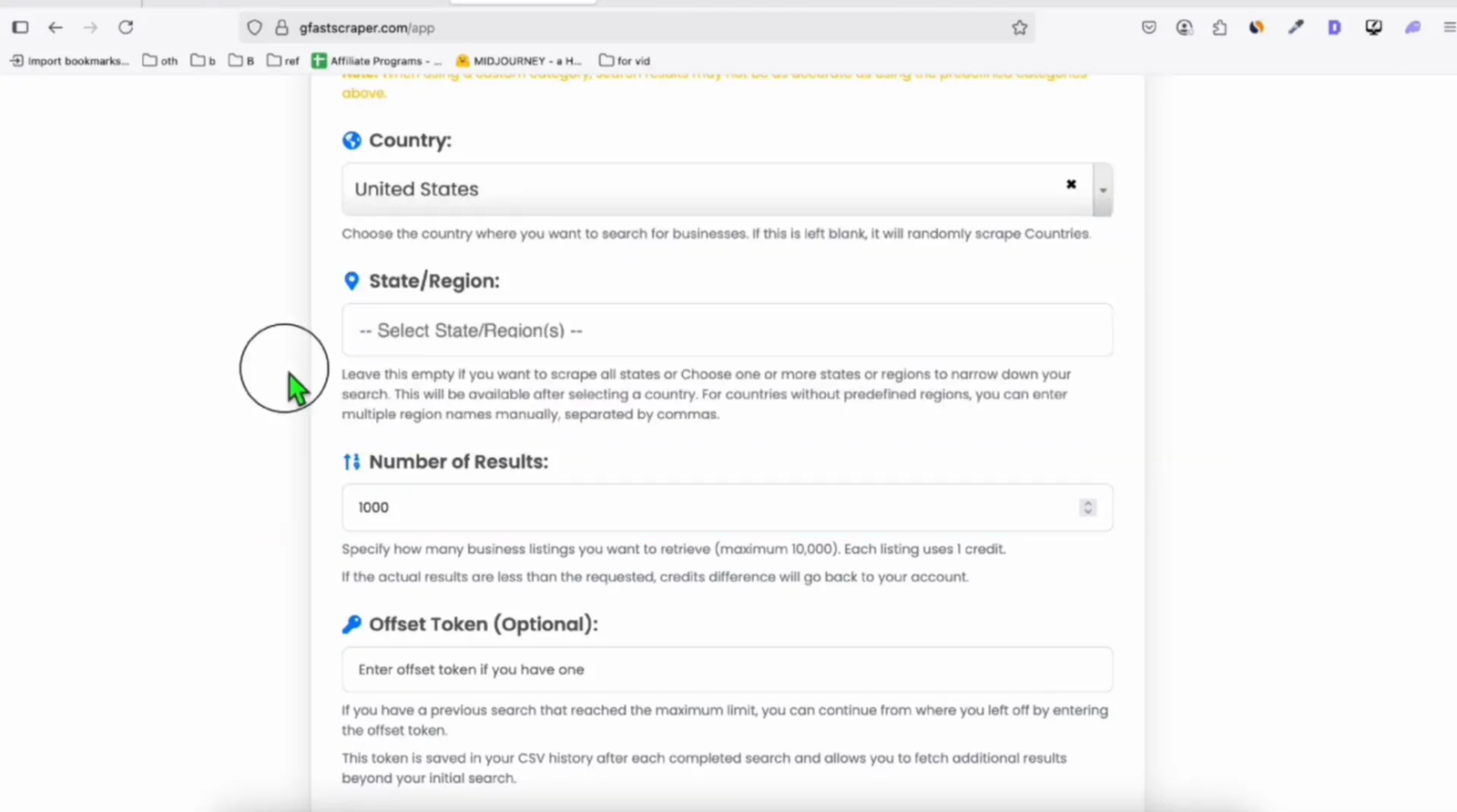 Jira Scraper interface for scraping notary public business listings in the USA