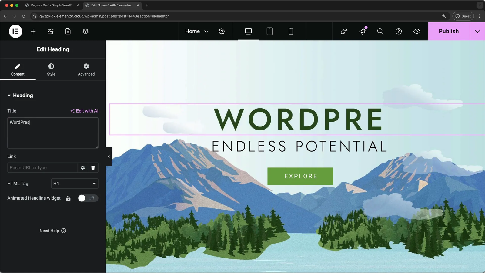 Elementor text editing options for content and style