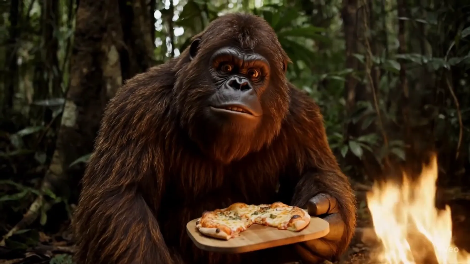 Example of Bigfoot style faceless video showing a cooking scene in the wild