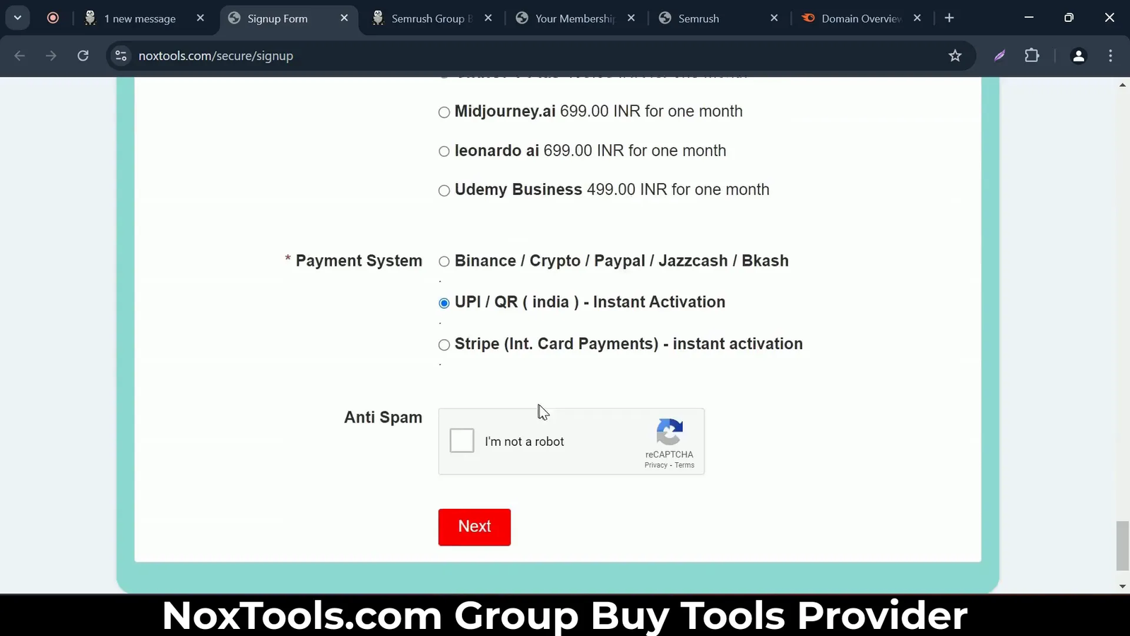 NoxTools secure payment and login process