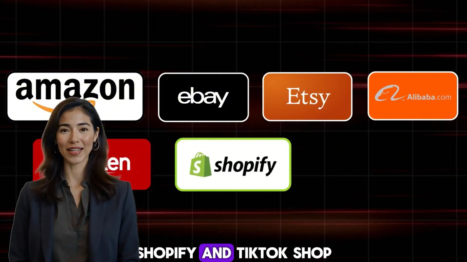 Overview of eCommerce platforms like Amazon, eBay, Etsy, Alibaba, Rakuten, Shopify, TikTok Shop