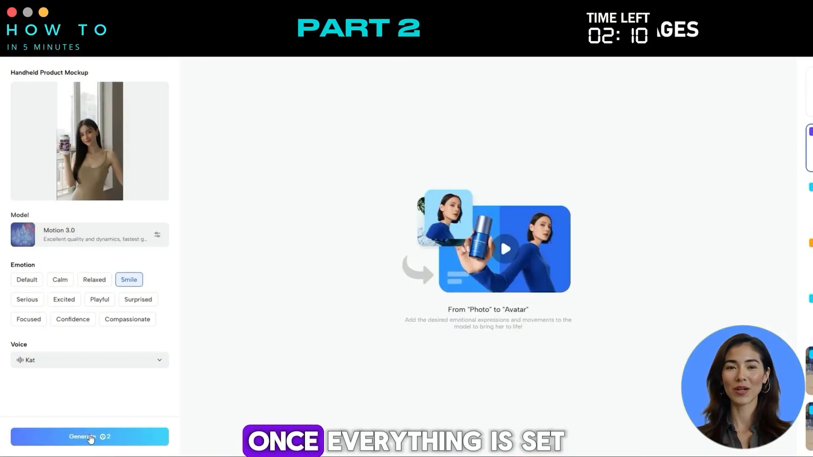 Selecting avatar animation style and voice in JoggAI