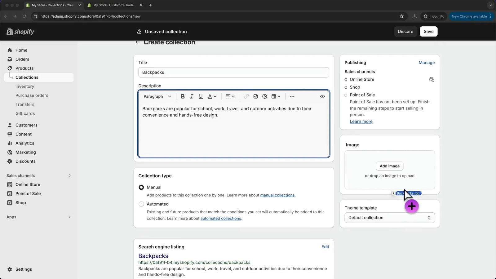 Creating and managing collections in Shopify