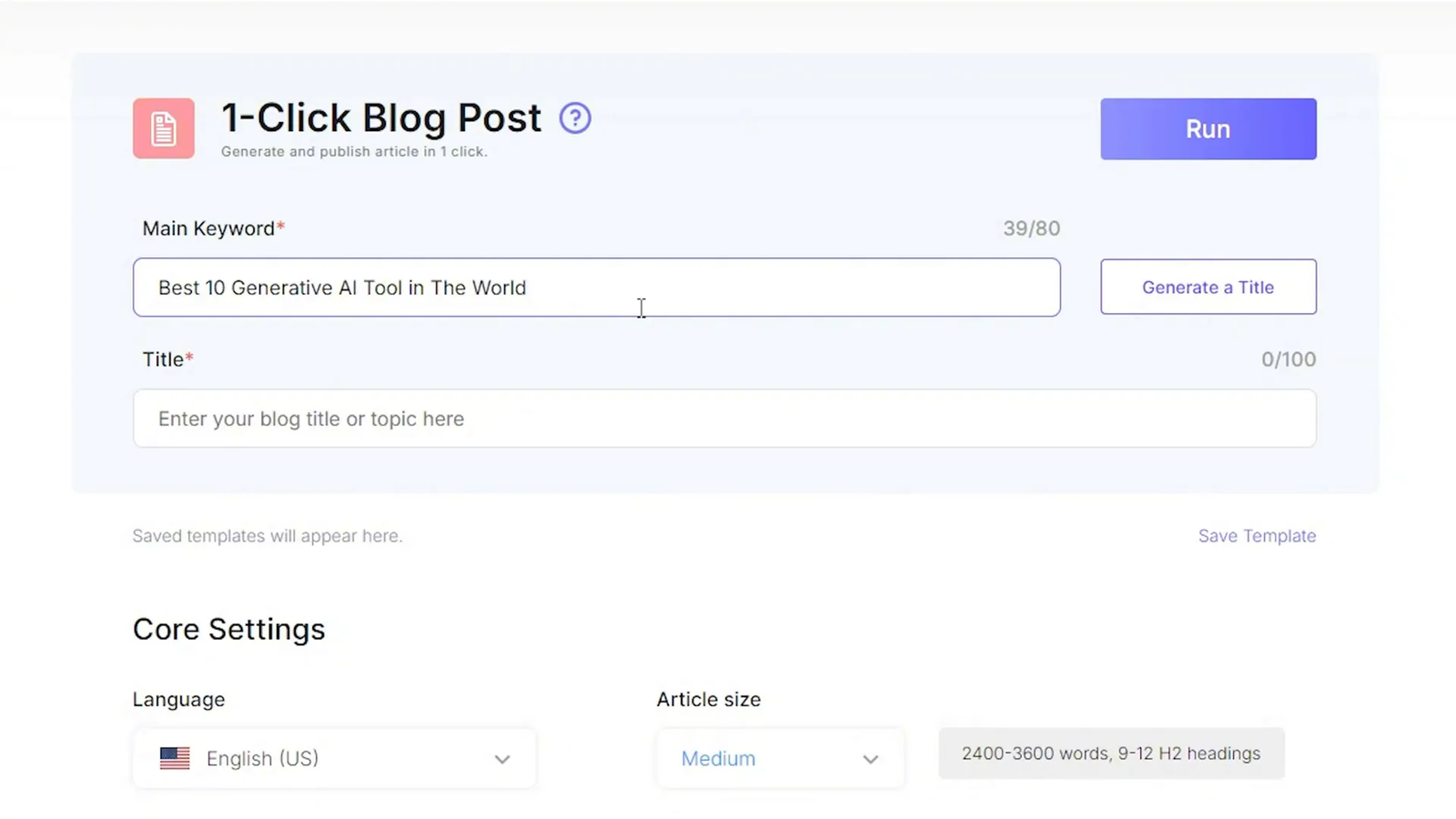 AI tool producing complete SEO optimized article with images and links