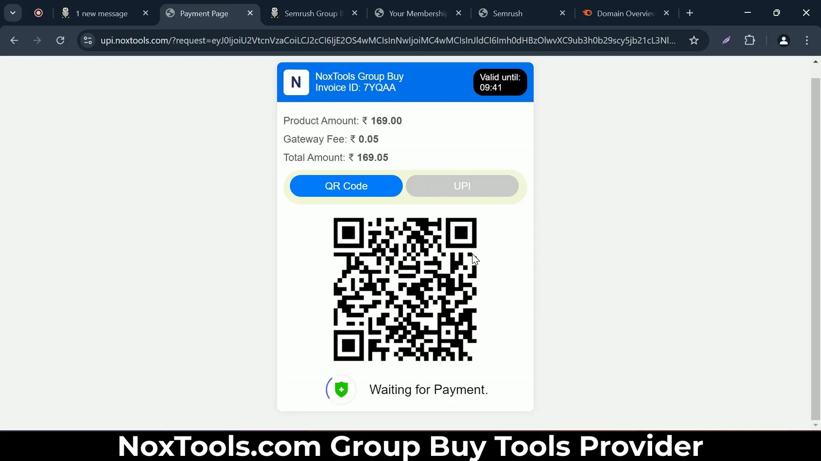 NoxTools payment dashboard and customer support interface