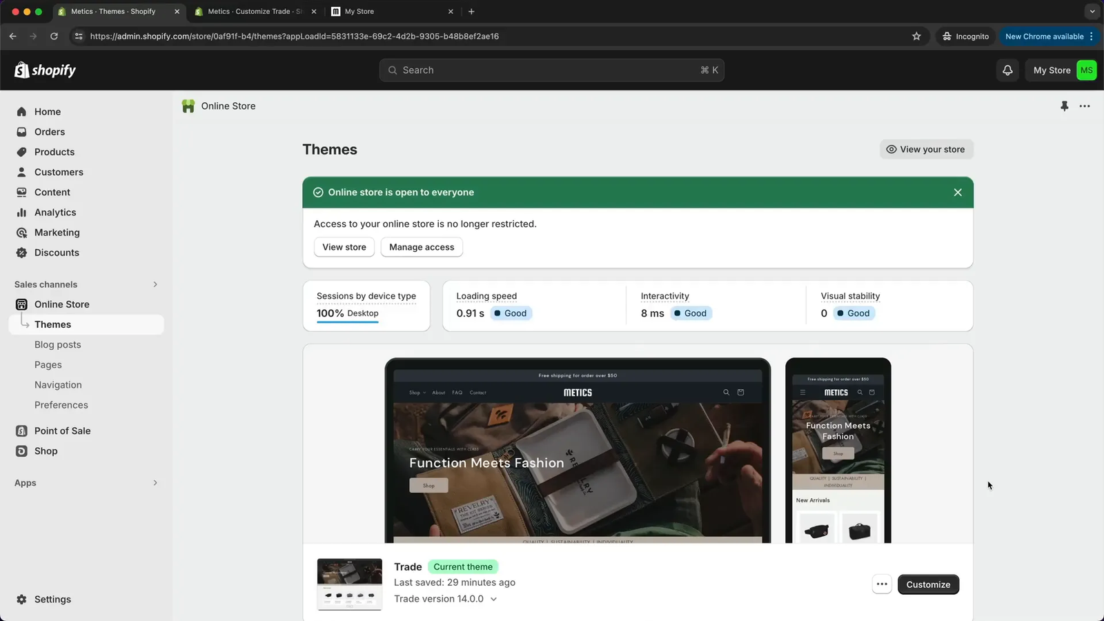 Removing password protection to publish Shopify store