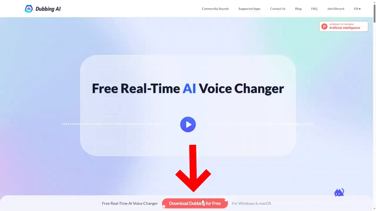 Dubbing AI official download page with download button