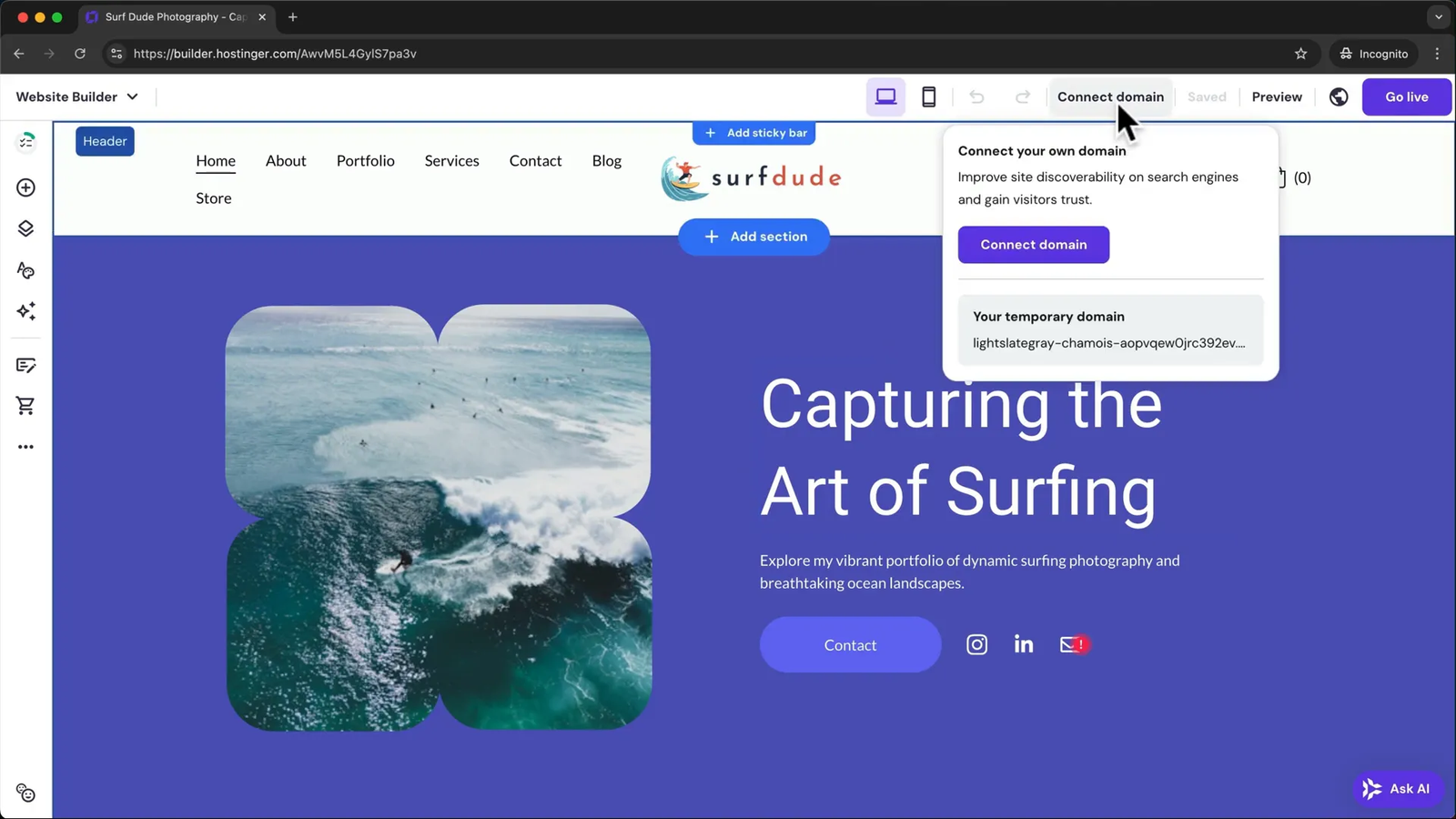Connecting custom domain to Hostinger website