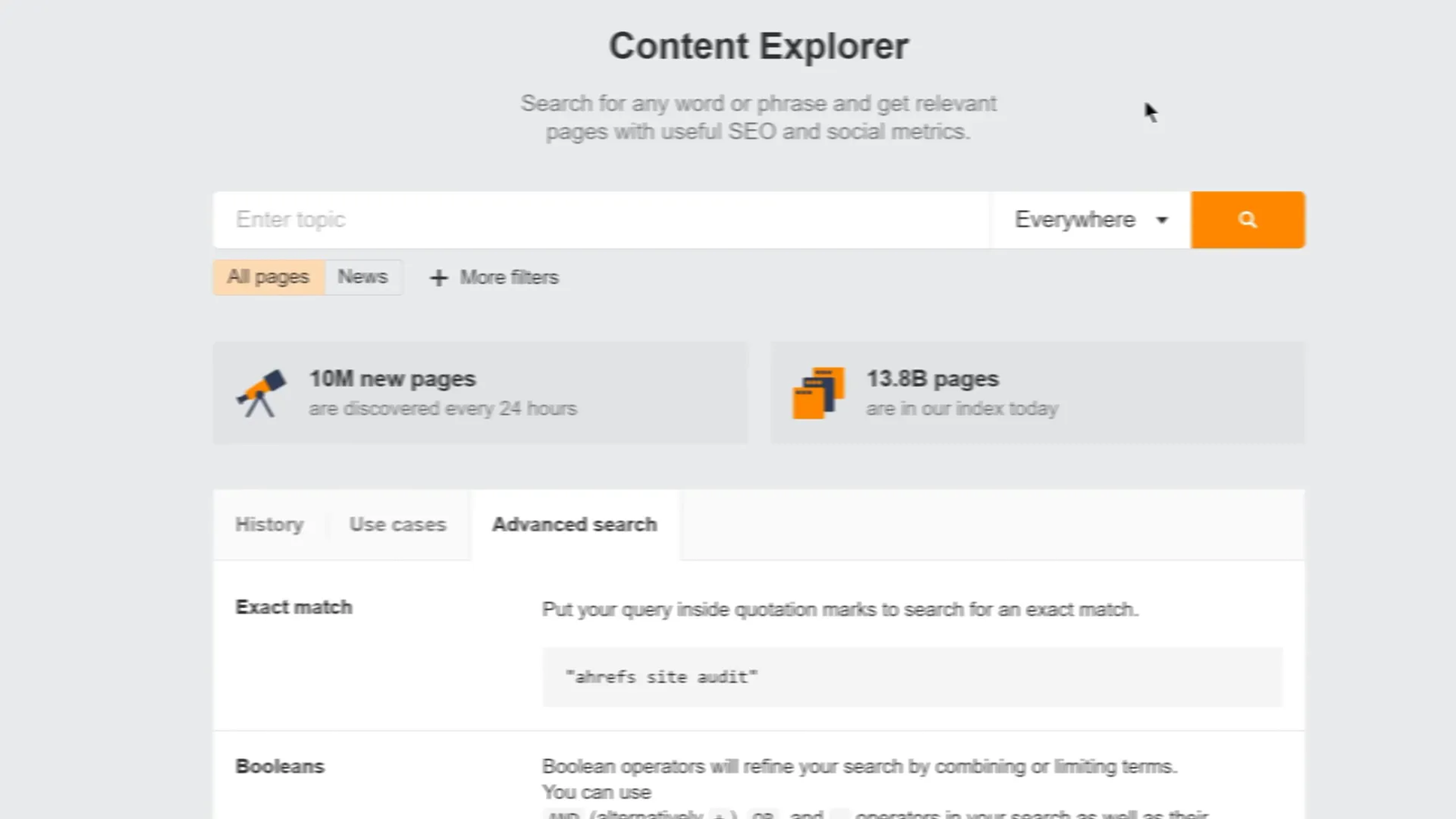Content Explorer guest post prospecting with filters