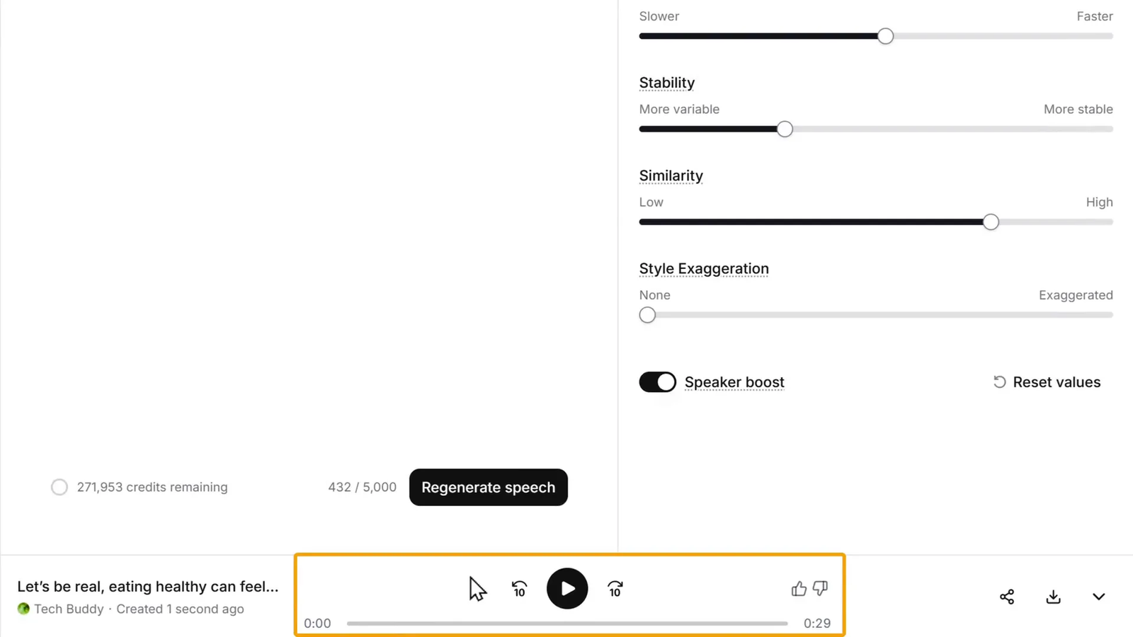 Generated AI voice audio playback
