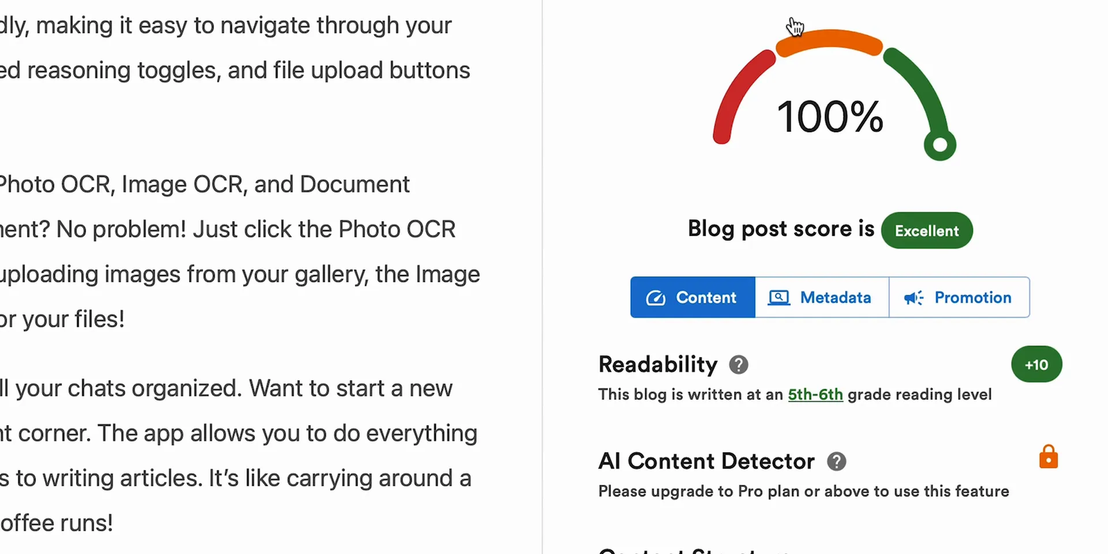 SEO analysis and metadata suggestions