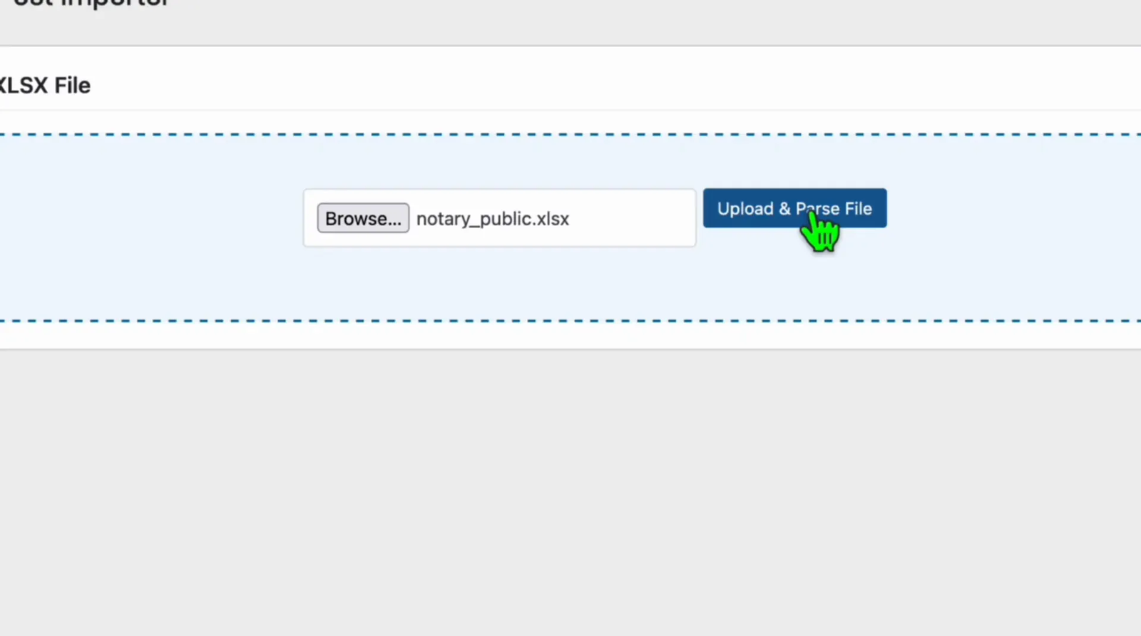 Uploading Excel file using custom XLS importer plugin in WordPress