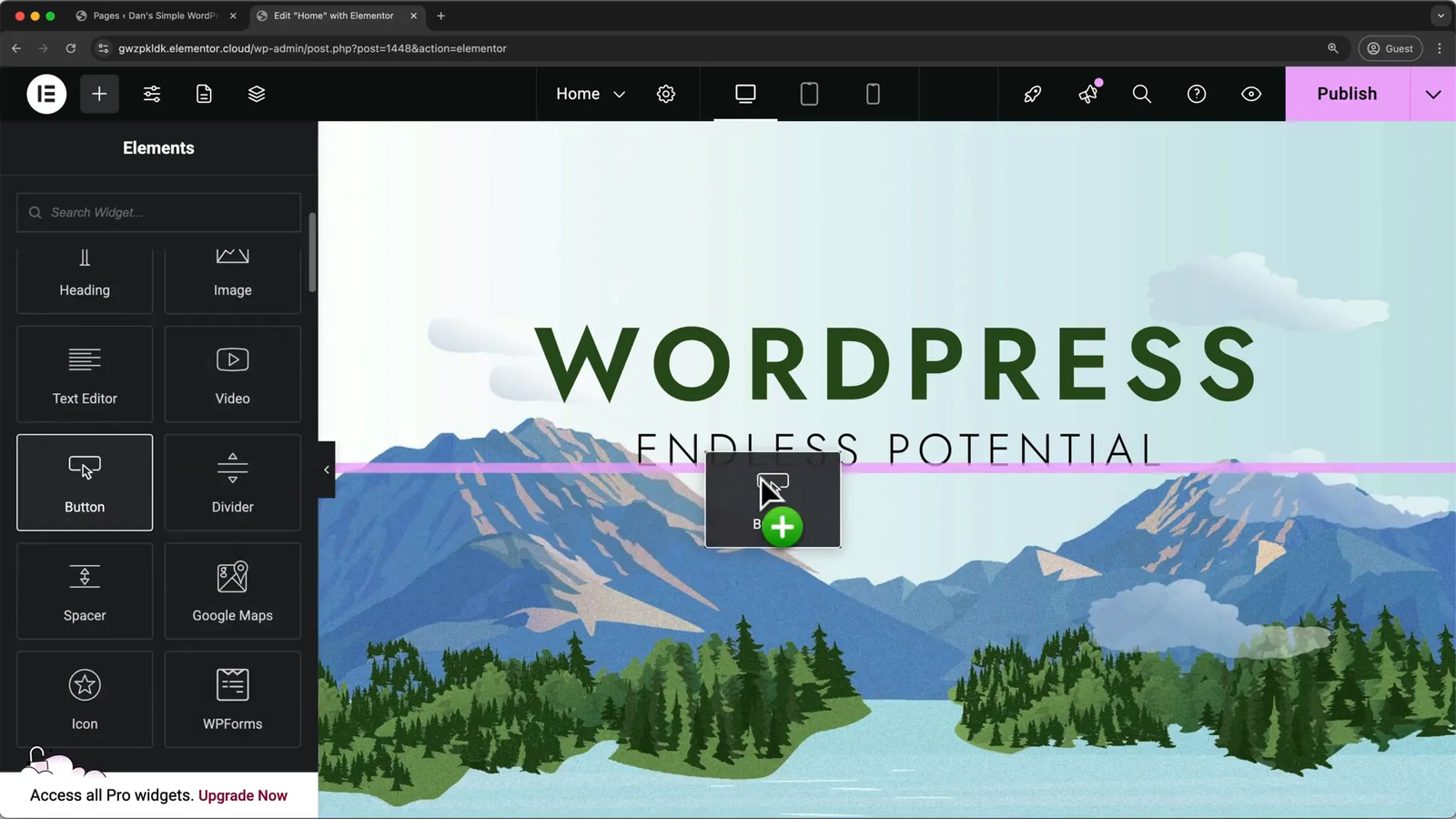 Elementor button customization with icon and hover effects