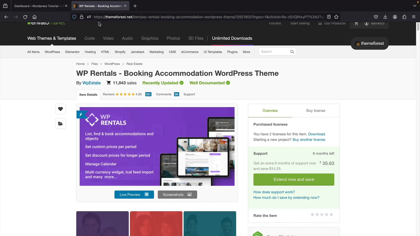 WP Rentals theme installation and demo import