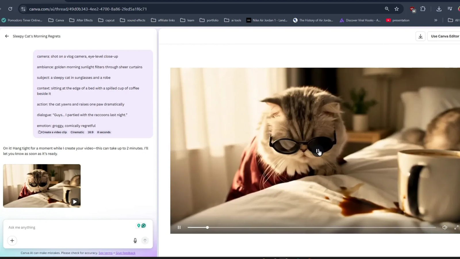Generated video preview from Veo 3 AI in Canva