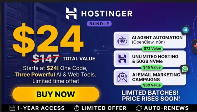 Hostinger AppSumo Deal Review 2026: $24 for Hosting, AI & Email Marketing